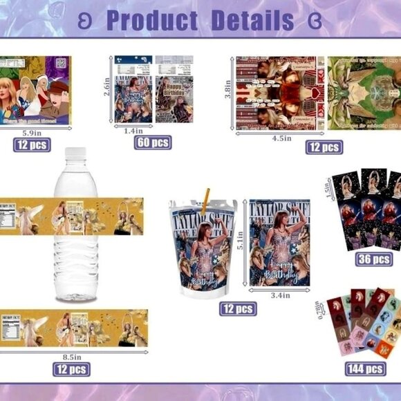 Taylor Swift stickers for party treat and grab bag or decor.  288 pieces. - Picture 1 of 4